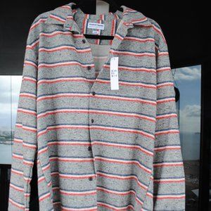 NWT American Apparel Slim Fit Stripe Flannel Grey